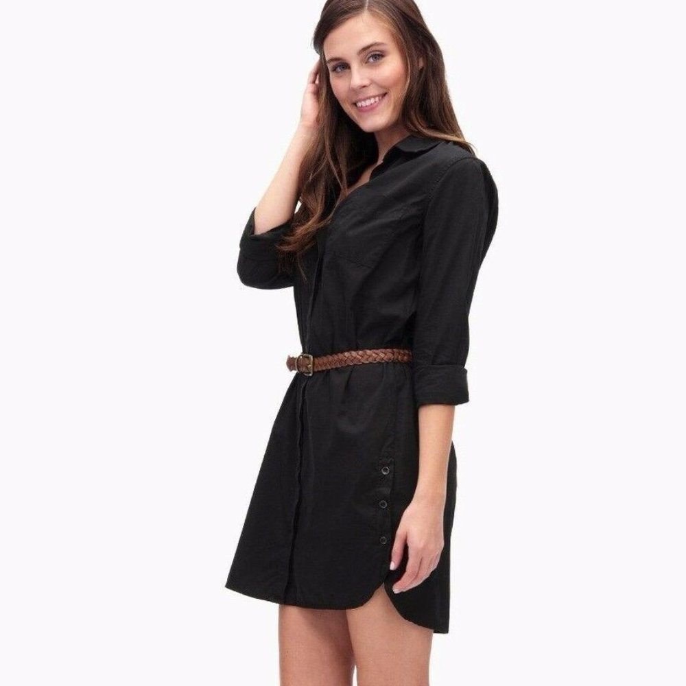 NWT Splendid Women's Belted Long Sleeve V-Neck Dress Black Size XS $190 X255